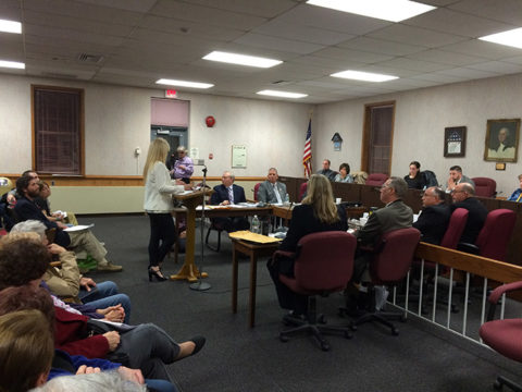 Kelli Wehmann, Forked River, speaks about the jobs that would be created by having stores that sell marijuana. (Photo by Chris Lundy)
