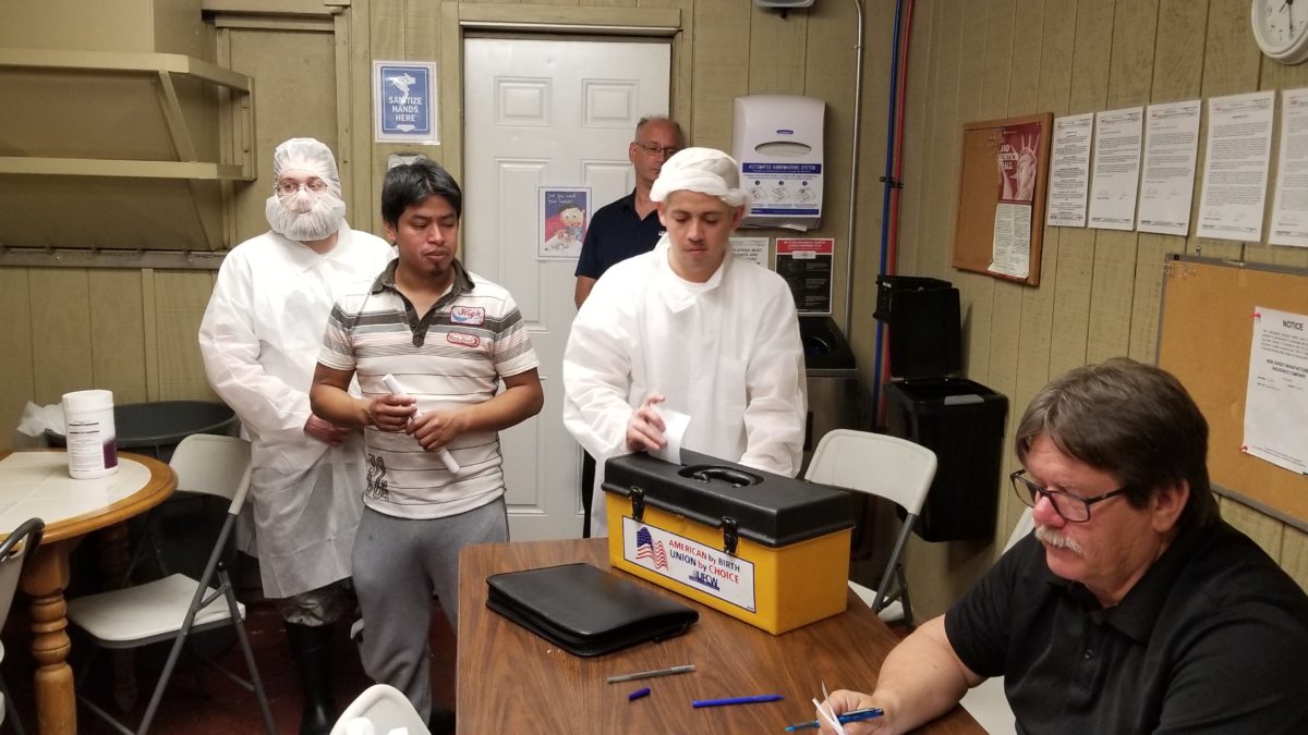 Case's Pork Roll members voting on the contract, 2018.
