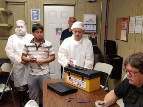 Case's Pork Roll members voting on the contract, 2018.