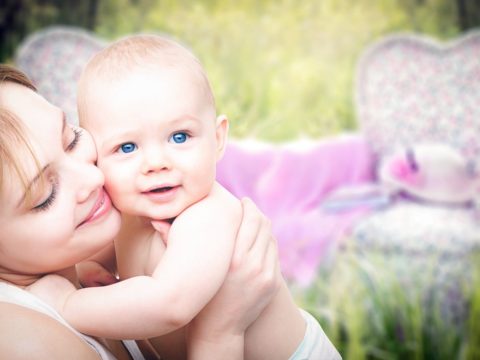 A mother holding her child