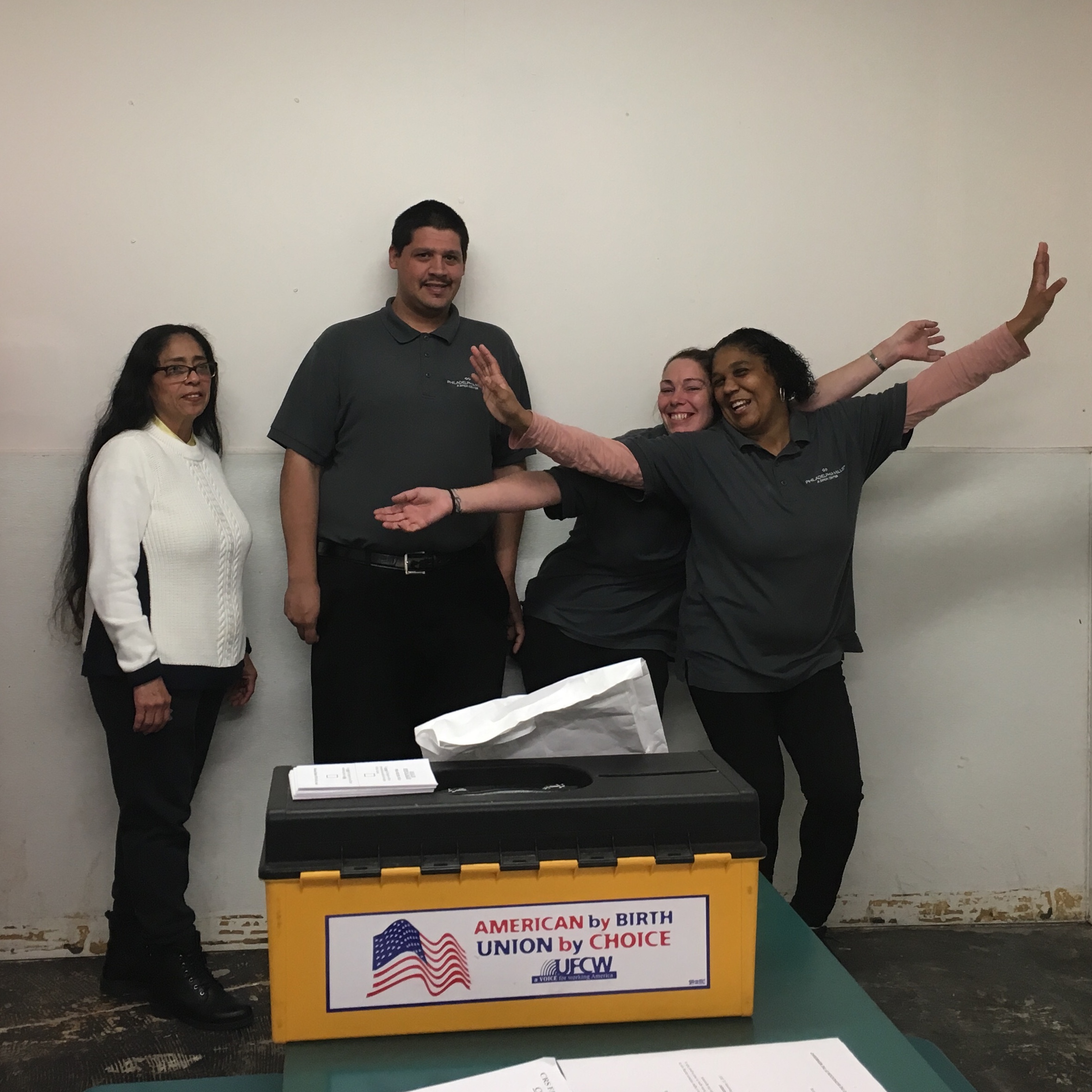 CRS members posing at their contract ratifications in 2019