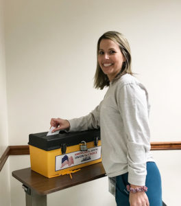 A UFCW Local 152 member from Cape Regional Medical Center voting on the 2020 contract.