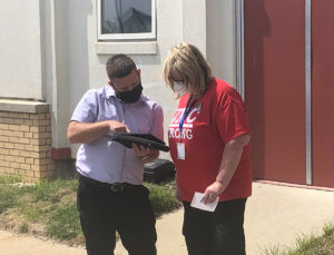 A member of United Methodist Communities at The Shores voting at the contract ratification on 8/21/2020.