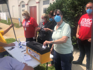 Members of United Methodist Communities at The Shores voting at the contract ratification on 8/21/2020.