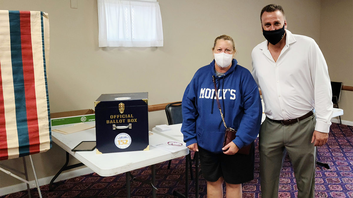 Brian String and a member attending the Acme (Meat) contract ratification on 9/16/2020.