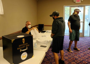 Dan Konczyk and a member attending the Acme (Meat) contract ratification on 9/16/2020.