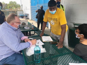 A member voting at the DWK Life Sciences ratification on 9/17/2020.