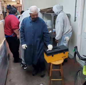 A member voting at the Liberty Bell Steak Company ratification meeting on 10/30/2020.