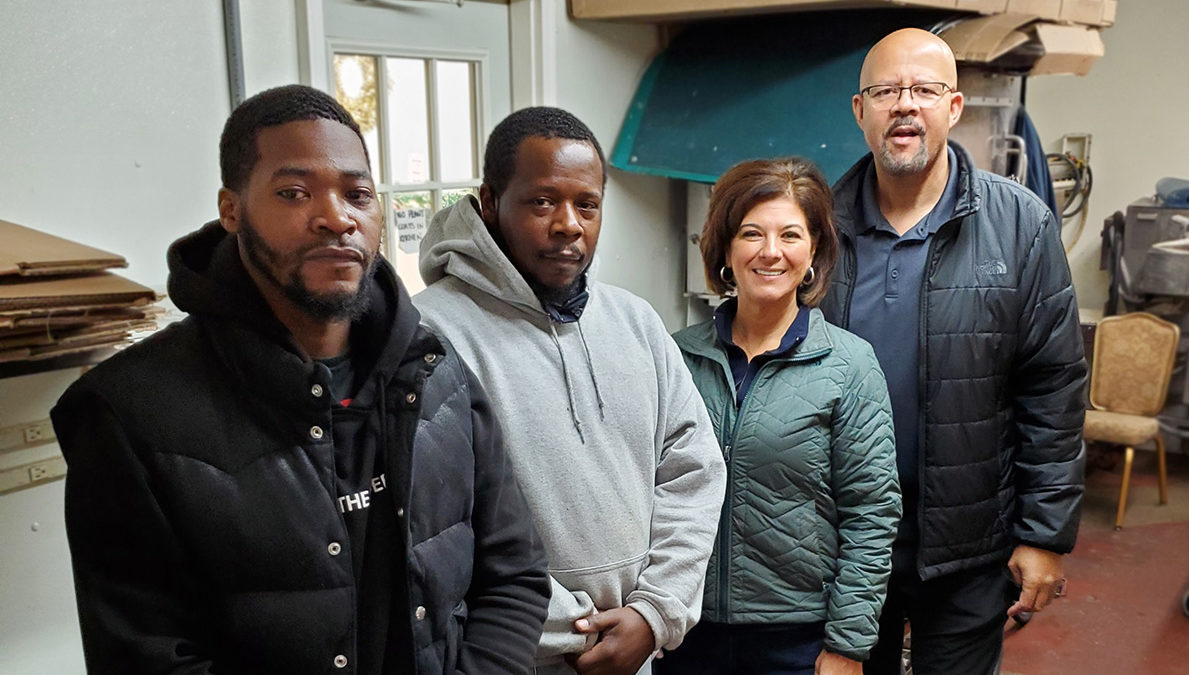 The Negotiating Committee: Committeeperson Vincent Freeman, Chief Shop Steward Fred Drayton, Assistant Director of Collective Bargaining Lisa Sanders, and Union Representative Greg Torian.