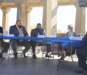 Union Representative Matte Kane (left) and the Economic Relief Roundtable