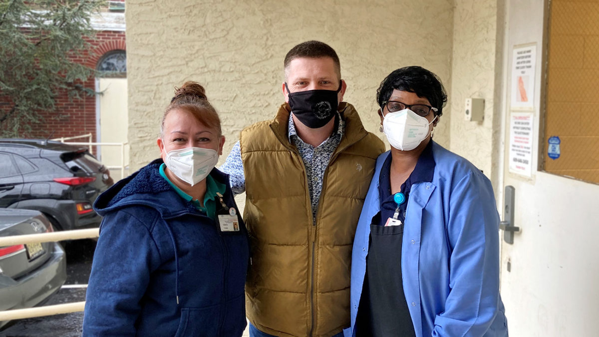 Members and Union Representative Pete White at the Our Lady's Center for Rehabilitation ratification meeting on 3/24/2021.