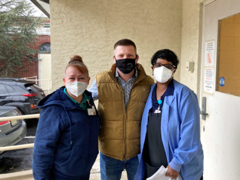 Members and Union Representative Pete White at the Our Lady's Center for Rehabilitation ratification meeting on 3/24/2021.