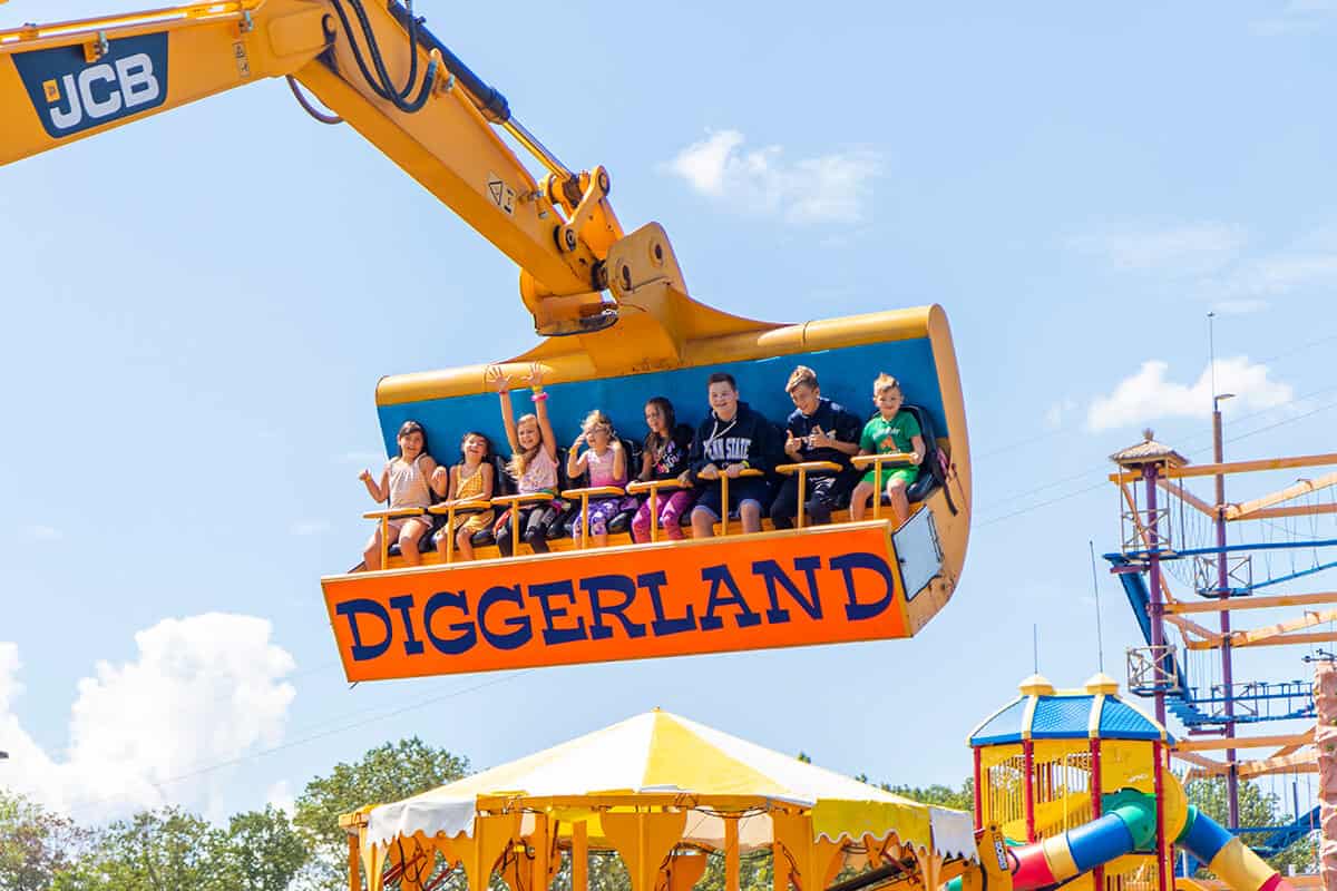 A ride with children at Diggerland A ride with children at Diggerland
