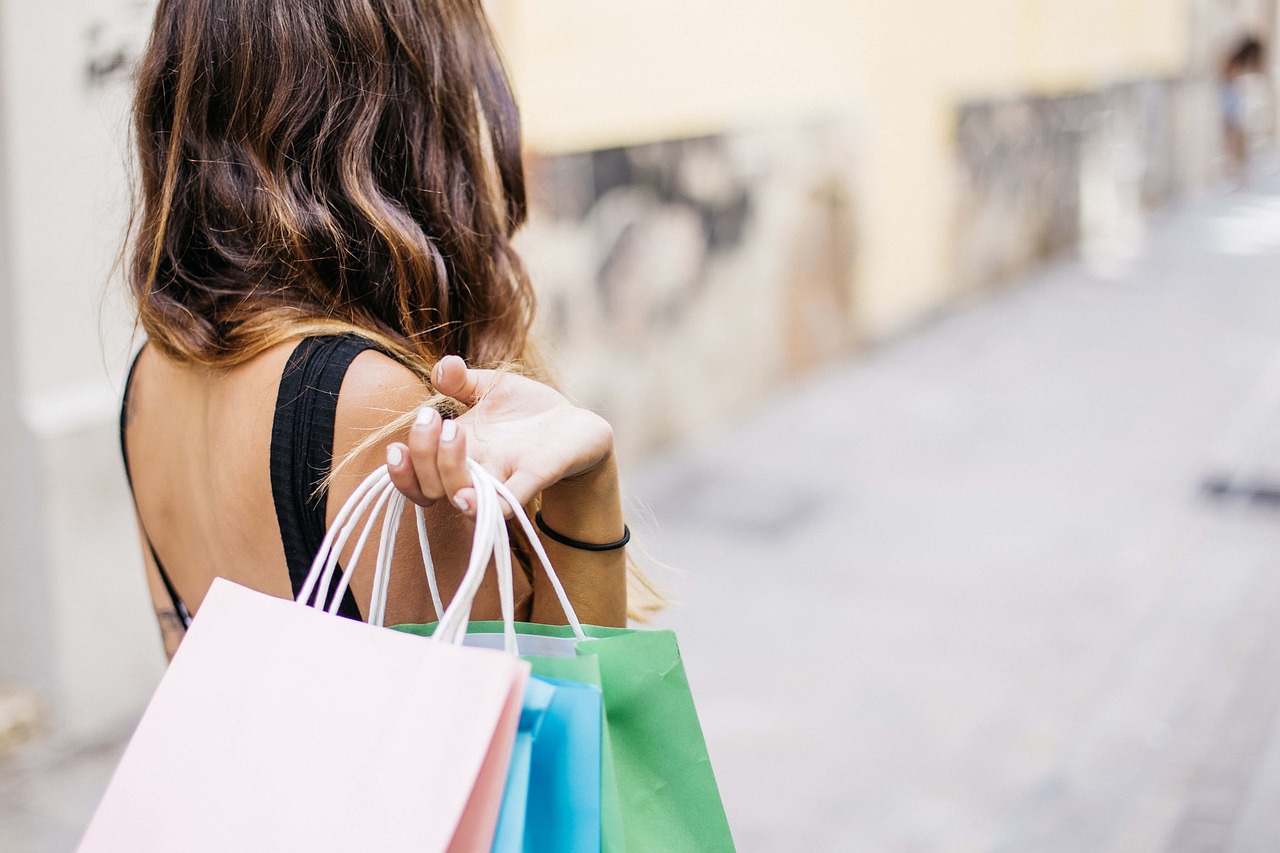 A woman with shopping bags A woman with shopping bags