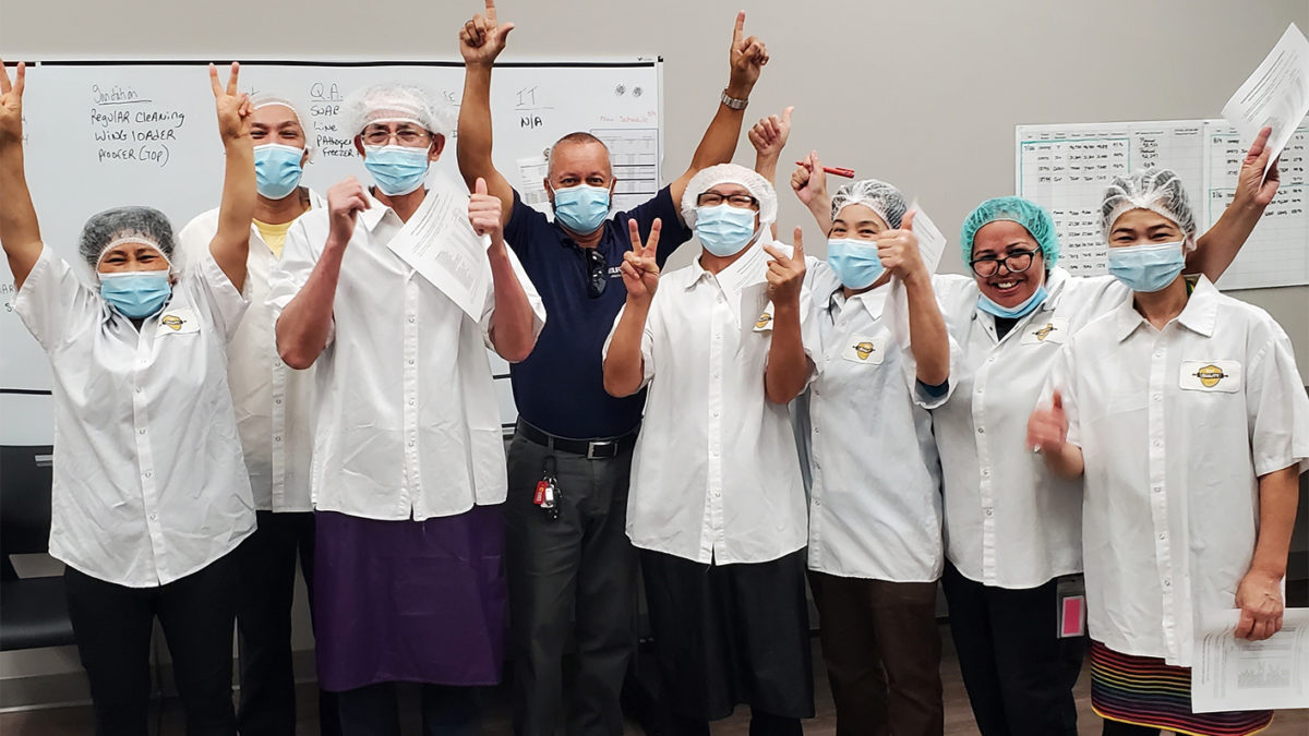 Members and Union Representative Jose Echevarria at the TQ Baking contract amendment meeting at TQ Baking, 8/23/2021.