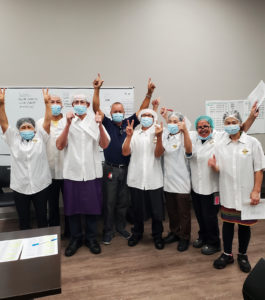 Members and Union Representative Jose Echevarria at the TQ Baking contract amendment meeting at TQ Baking, 8/23/2021.
