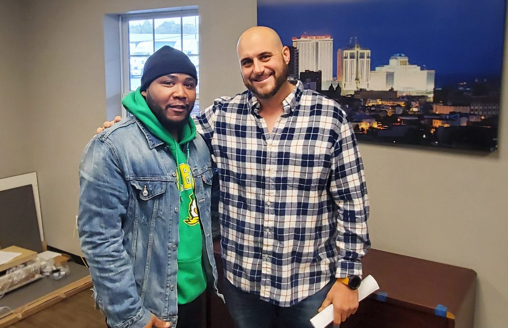 Rondell Vaughn and Shop Steward Steve Waszen at the Sysco ratification on 12/11/2021.