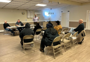 Director of Collective Bargaining Dan Ross explaining the memorandum at the Barry Callebaut ratification meeting on 1/26/22.