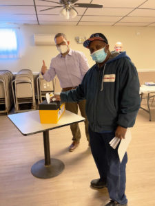 A member voting at the Barry Callebaut ratification meeting on 1/26/22.