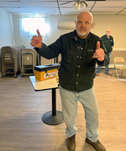 A member voting at the Barry Callebaut ratification meeting on 1/26/22.