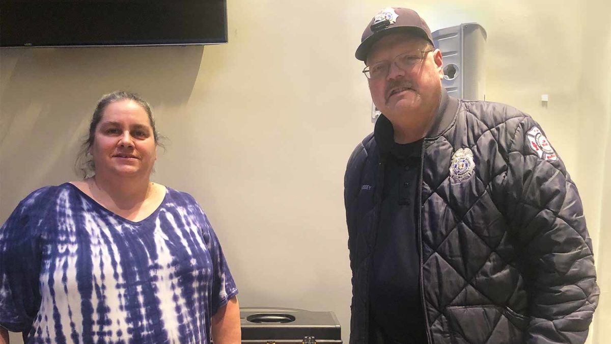 Shop Stewards Shannon Bruno and George Hussey at the City of Long Branch ratification meeting on 1/20/2022.
