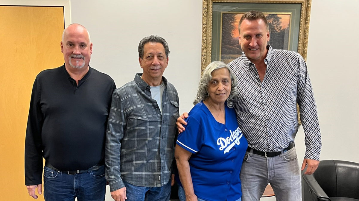 Edna Inge's retirement. Pictured with Dan Konczyk, Secretary-Treasurer Anthony Benigno, and President Brian String.