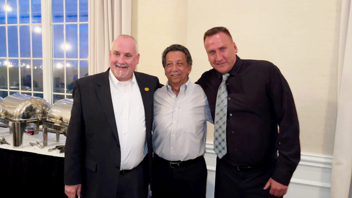Dan Konczyk, Anthony Benigno, and President Brian String at Anthony's retirement.