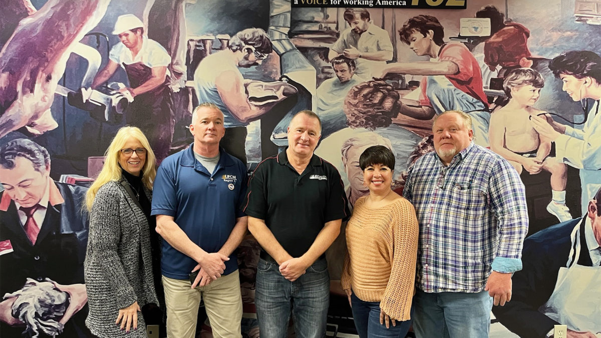 Director of Field Services Joe Stathius and other staff on his last day