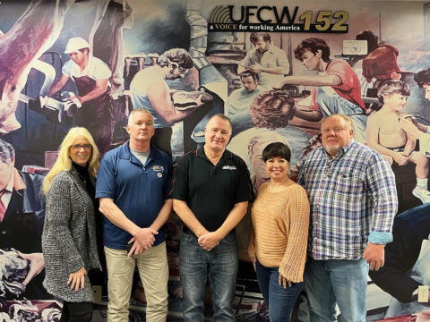 Director of Field Services Joe Stathius and other staff on his last day
