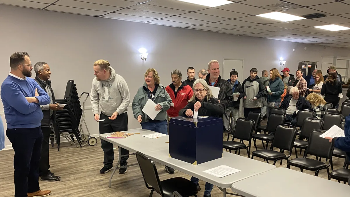 Members voting at the Acme Markets Retail Clerks ratification meeting on 2/12/24.